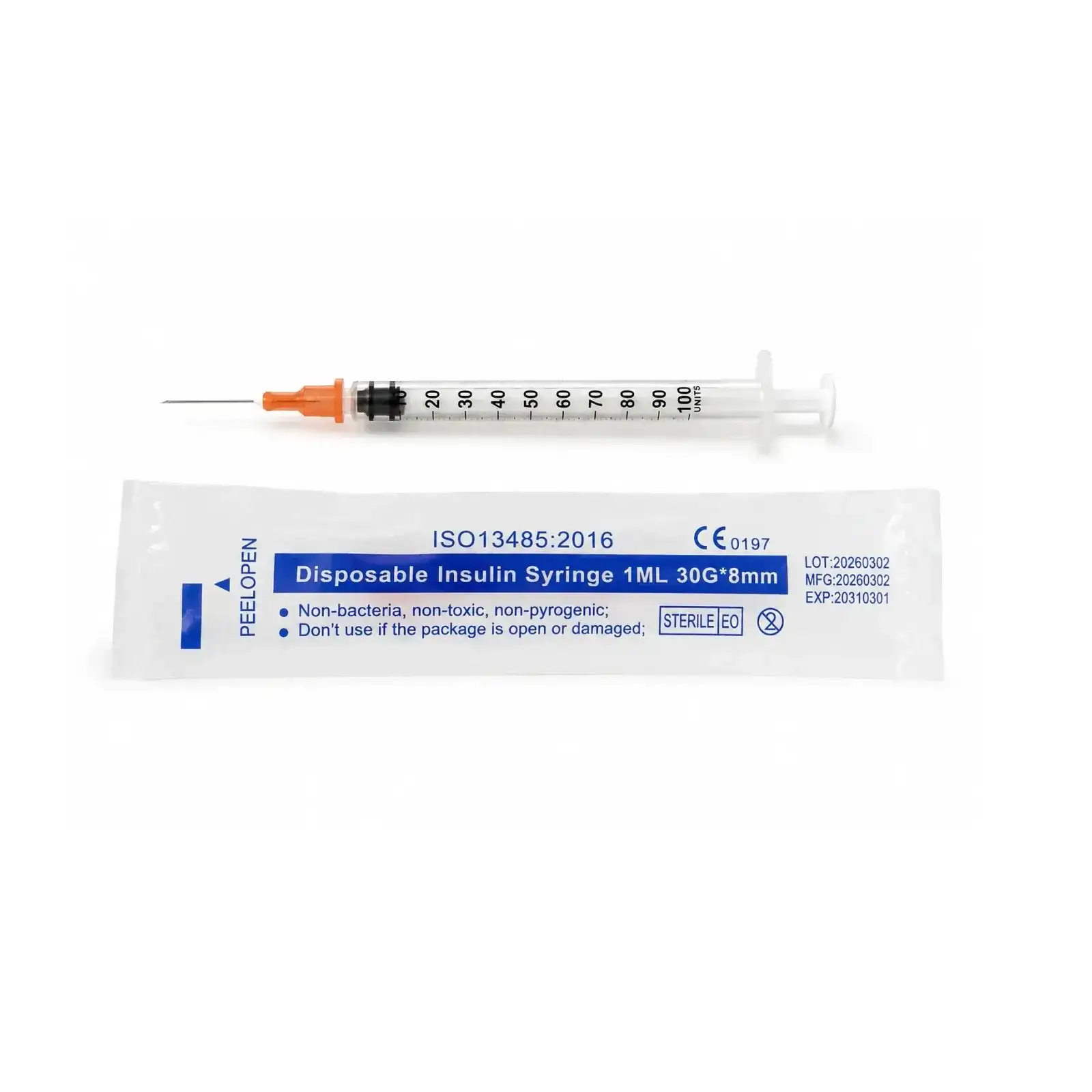 Insulinspritzen 1 ml 30G (10er-Pack) – Produktfoto Peptika