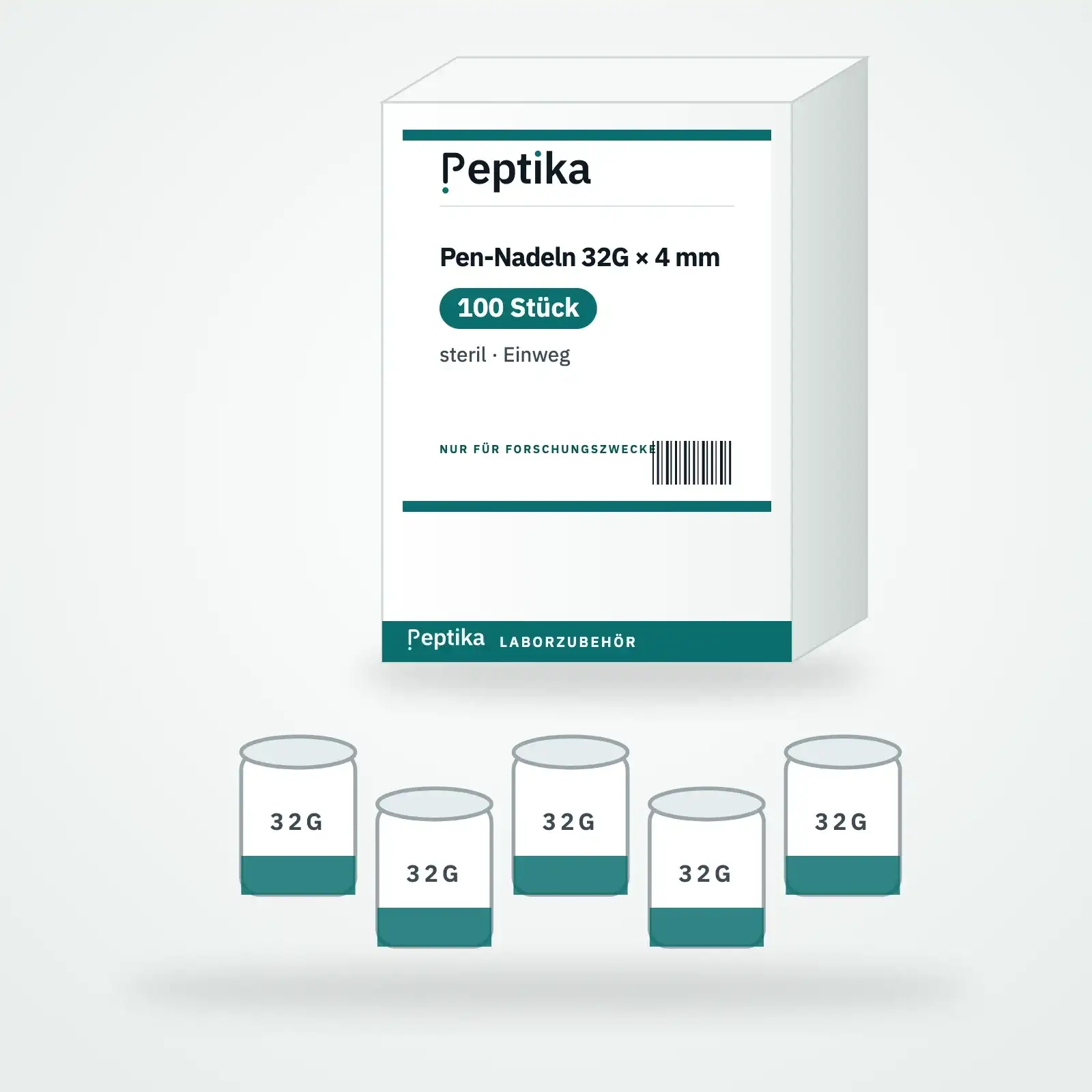Pen-Nadeln 32G × 4 mm 100 Stück – Peptika